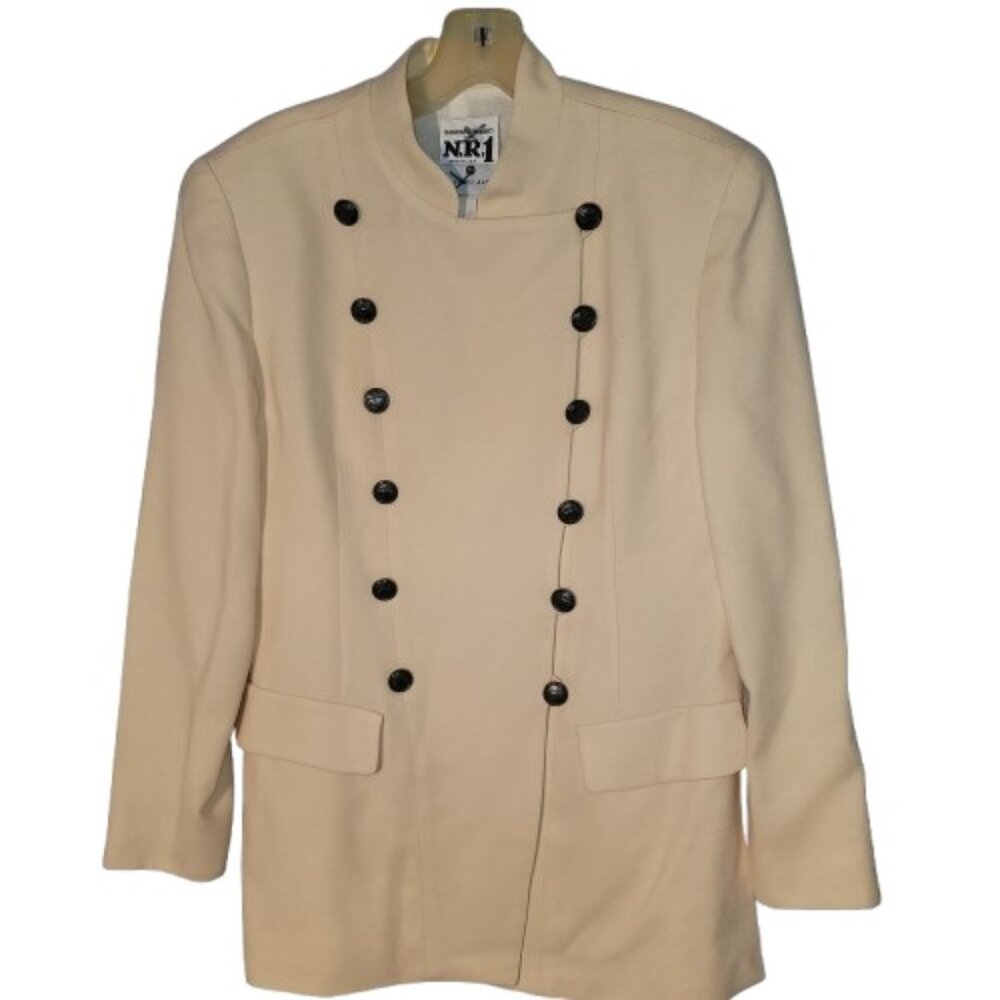 Sandra Ow-Wing for N.R.1 100% Wool Mandarin Collar Blazer Size 4